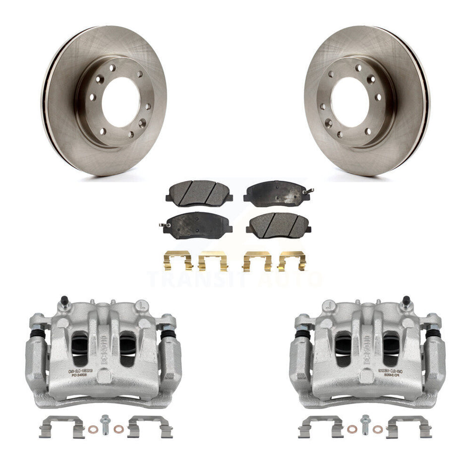 Front Disc Brake Caliper Rotors & Semi-Metallic Pad Kit For Kia Sedona Hyundai Entourage KC8-100128P
