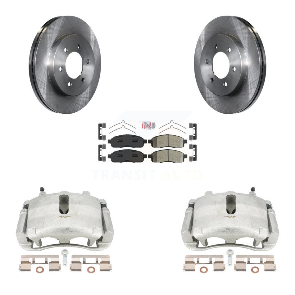 Front Disc Brake Caliper Rotors And Semi-Metallic Pads Kit For Ford F-150 Lincoln Mark LT With 6 Lug Wheels 4WD KC8-100129N by Transit Auto