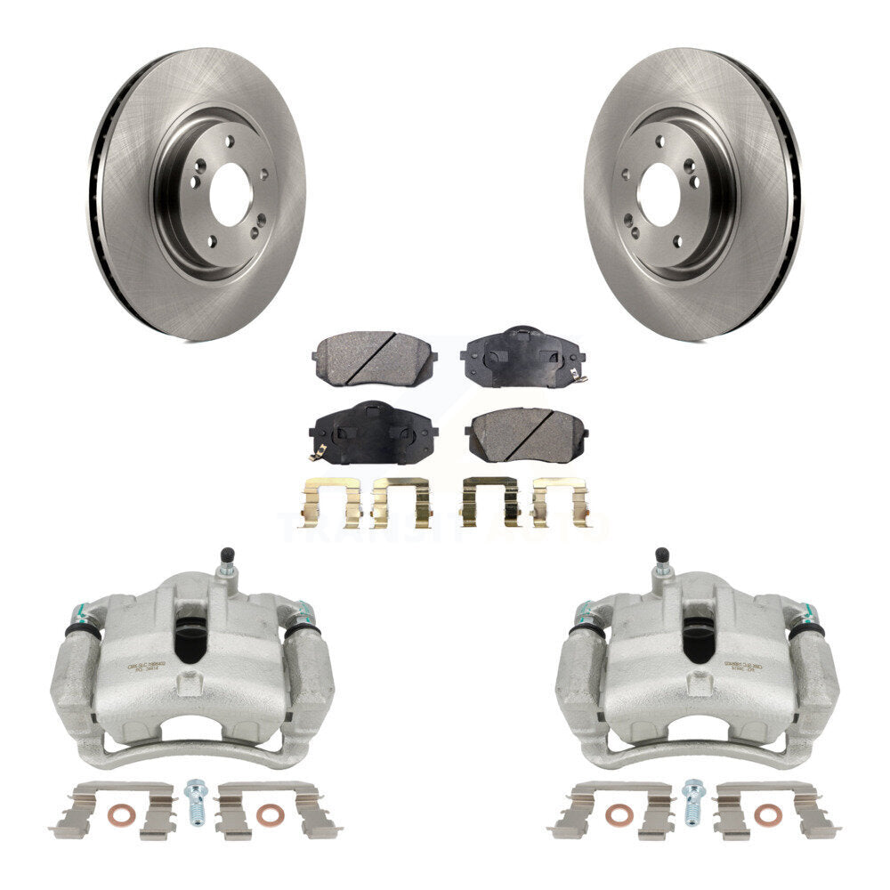 Front Disc Brake Caliper Rotors And Semi-Metallic Pads Kit For 2015 Hyundai Tucson FUEL CELL EV (FCEV) engine KC8-100132P by Transit Auto