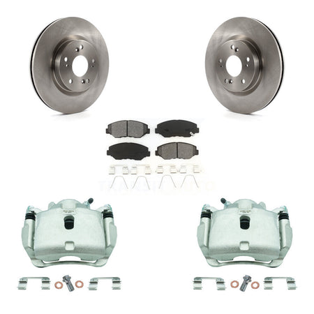Front Disc Brake Caliper Rotors And Semi-Metallic Pads Kit For 2012-2016 Honda CR-V FWD KC8-100133S