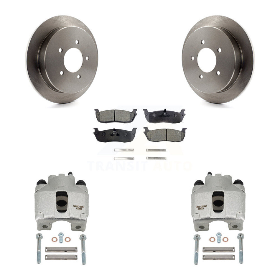 Rear Disc Brake Caliper Rotors And Ceramic Pads Kit For 1997-1998 Ford F-150 Expedition KC8-100133T