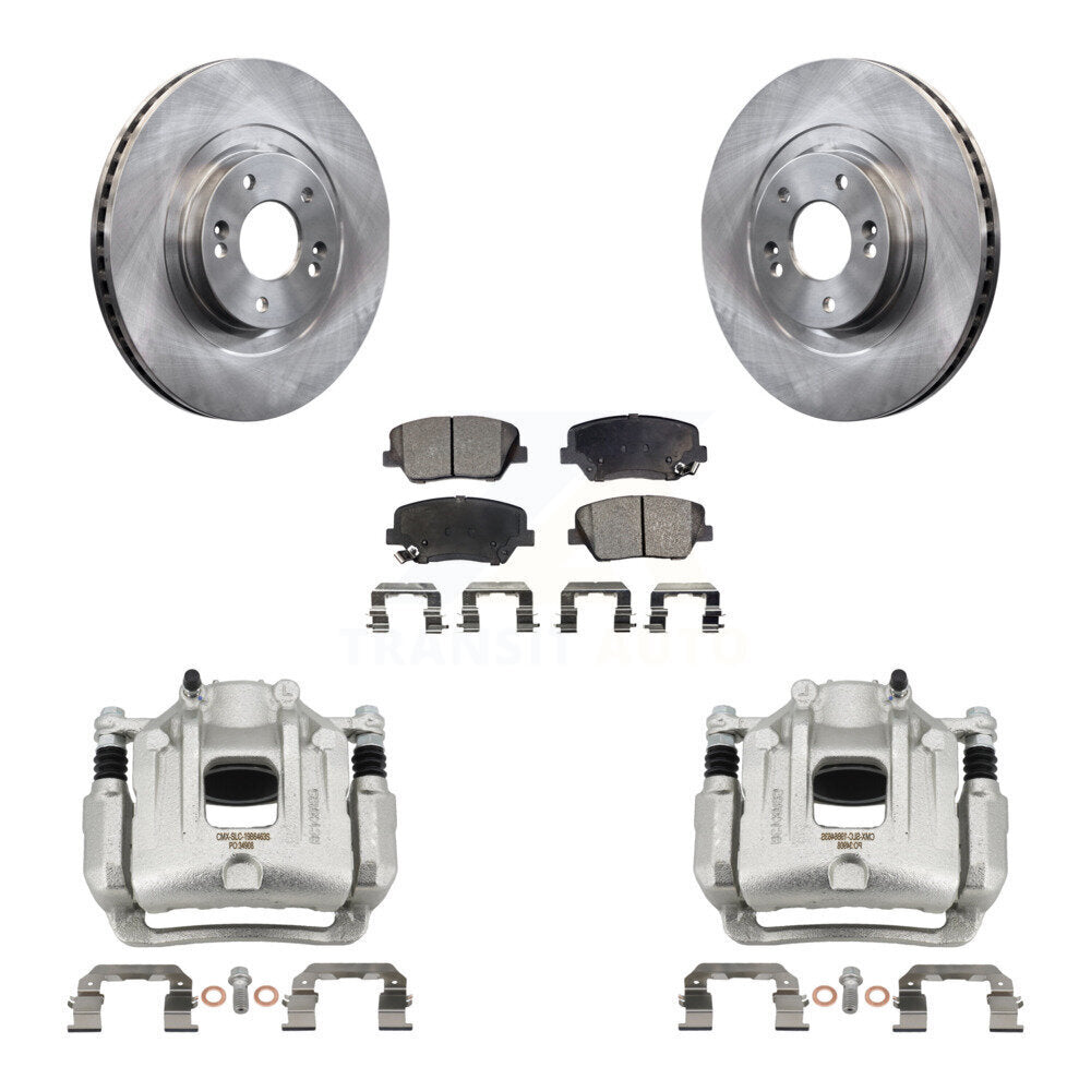 Front Brake Caliper Rotor & Semi-Metallic Pad Kit For Hyundai Santa Fe Sport Kia Sorento KC8-100142P