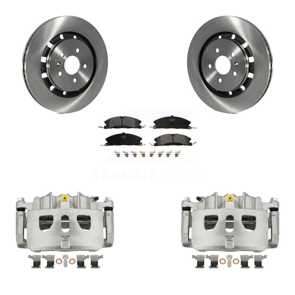Front Brake Caliper Rotor Semi-Metallic Pad Kit For Ford Explorer Flex Taurus Police MKS KC8-100144P