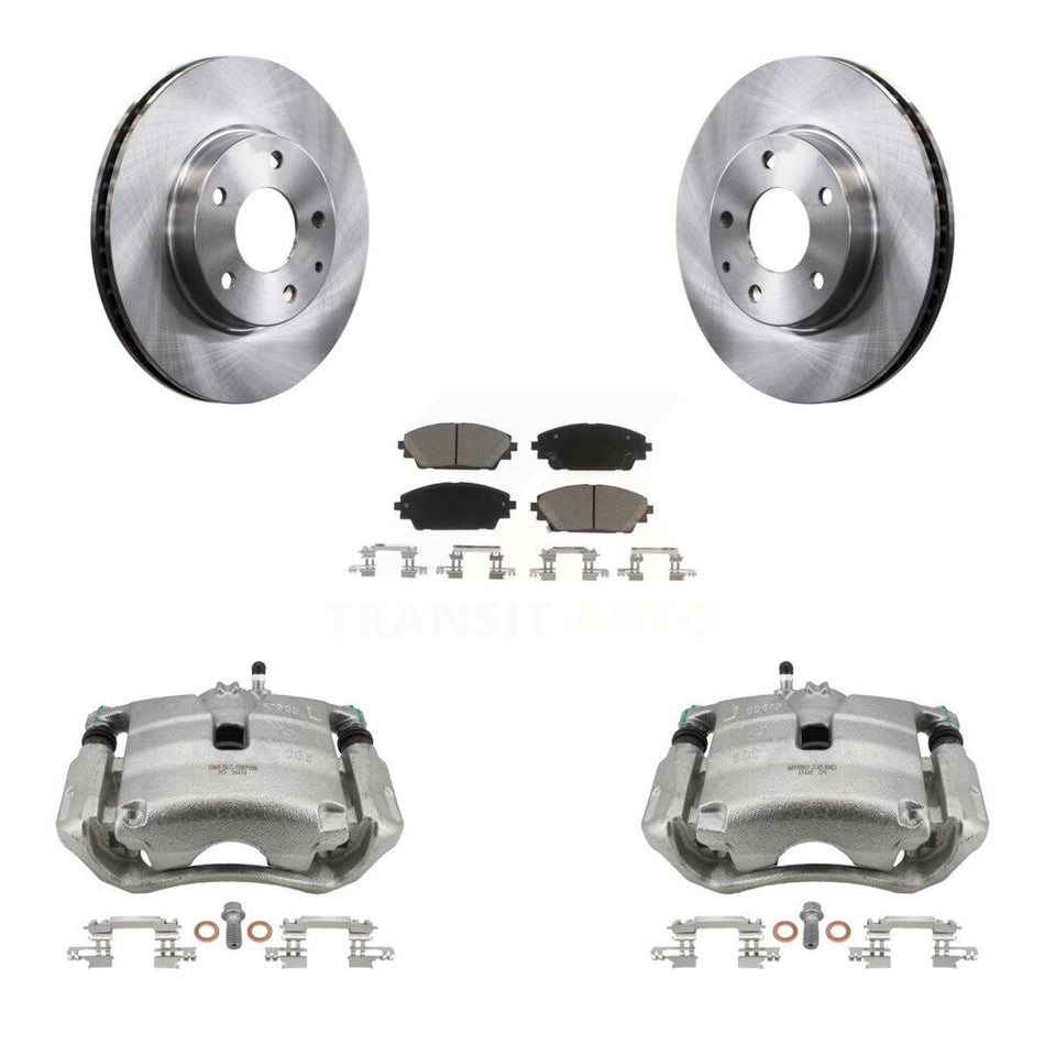 Front Disc Brake Caliper Rotors And Ceramic Pads Kit For 2016-2018 Mazda CX-3 FWD KC8-100147C