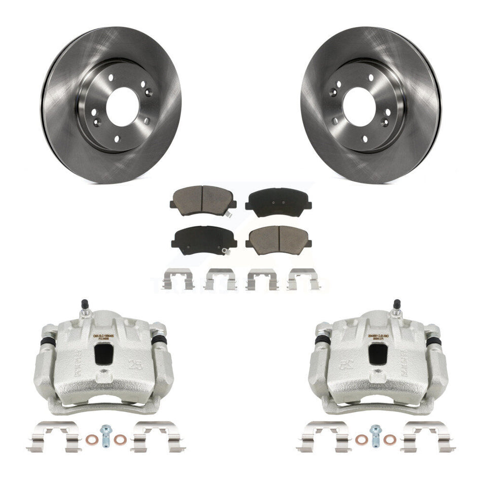 Front Disc Brake Caliper Rotors And Ceramic Pads Kit For 2011-2012 Hyundai Elantra 1.8L KC8-100148C