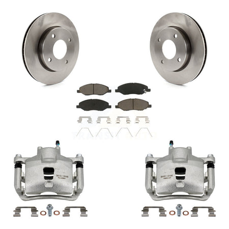 Front Disc Brake Caliper Rotors And Ceramic Pads Kit For 2009-2011 Nissan Versa 1.6L KC8-100150C