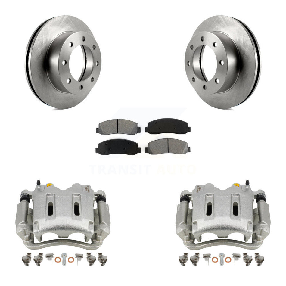 Front Disc Brake Caliper Rotors And Semi-Metallic Pads Kit For Ford F-250 Super Duty F-350 KC8-100150S