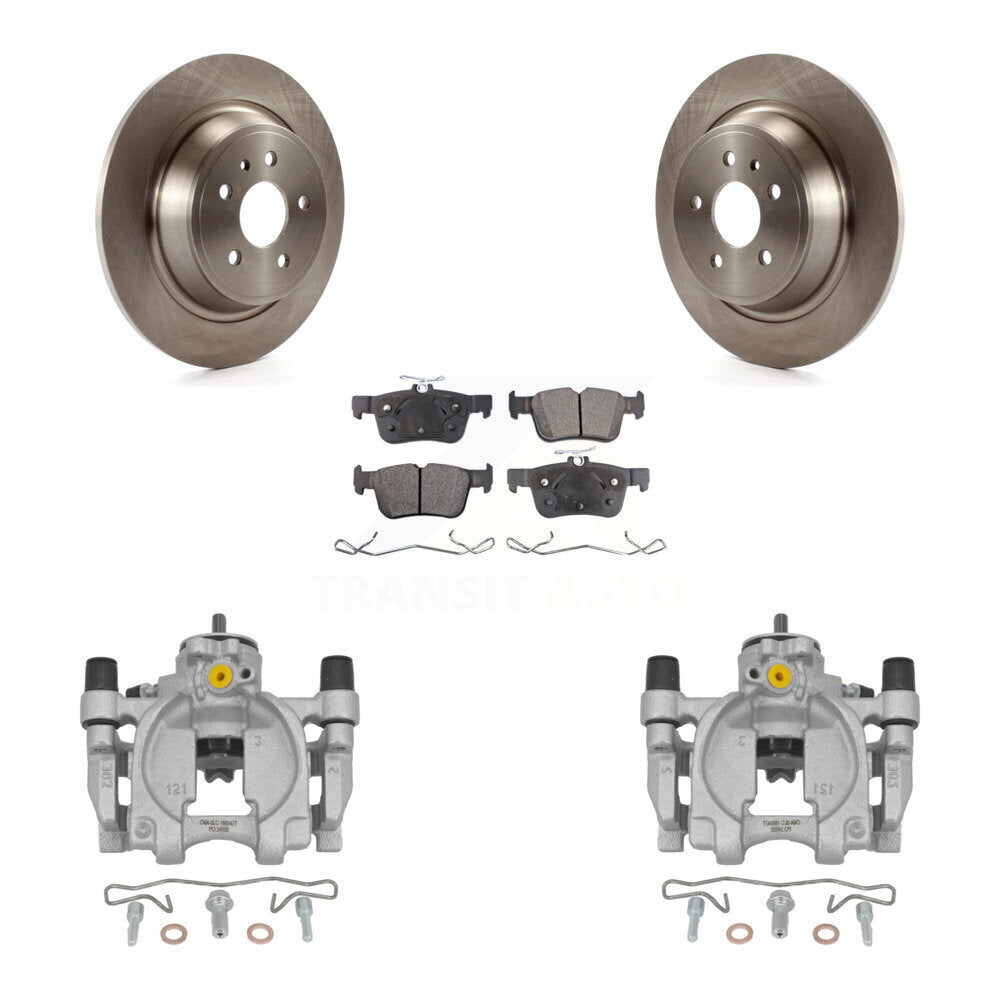 Rear Brake Caliper Rotor Ceramic Pad Kit For 17 Lincoln Continental With 14mm Wheel Lugs KC8-100154T