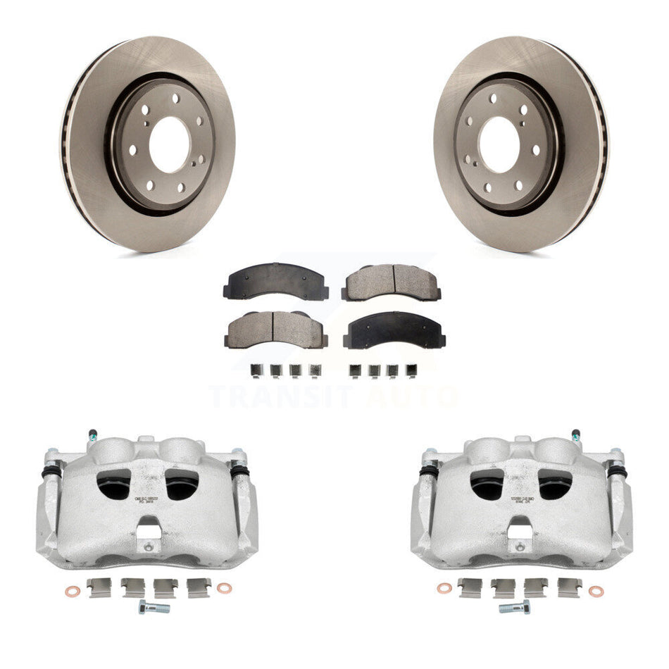 Front Disc Brake Caliper Rotors And Semi-Metallic Pads Kit For 2010-2011 Ford F-150 With 7 Lug Wheels KC8-100155P