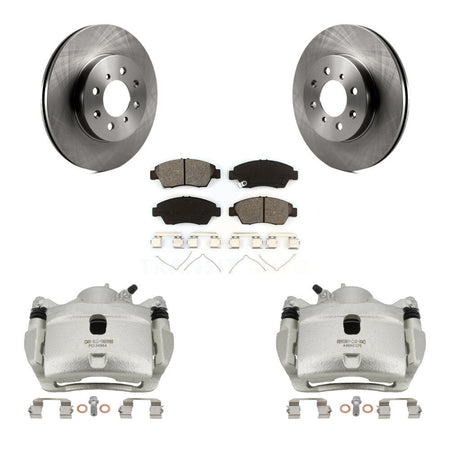 Front Disc Brake Caliper Rotors And Semi-Metallic Pad Kit For 2014 Honda Fit LX Sport DX KC8-100156S