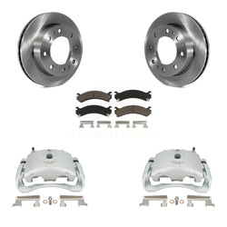 Front Brake Caliper Rotors & Ceramic Pad Kit For Chevrolet Silverado 2500 HD GMC Sierra Express Cadillac DeVille Savana 3500 Hummer H2 Classic 1500 Suburban Yukon XL Avalanche KC8-100158C
