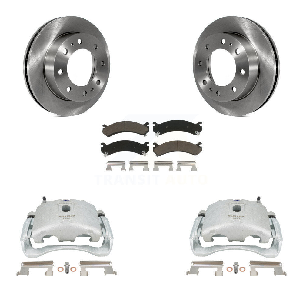 Front Brake Caliper Rotors & Ceramic Pad Kit For Chevrolet Silverado 2500 HD GMC Sierra Express Cadillac DeVille Savana 3500 Hummer H2 Classic 1500 Suburban Yukon XL Avalanche KC8-100158C by Transit Auto