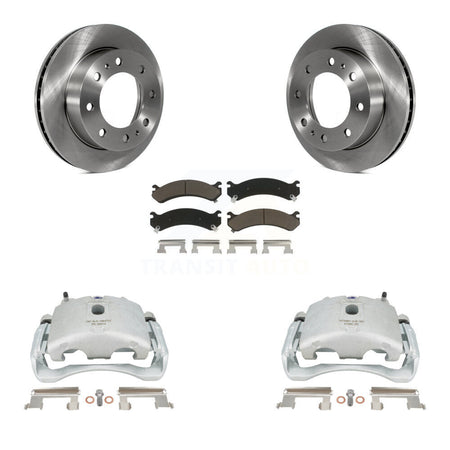 Front Brake Caliper Rotors & Ceramic Pad Kit For Chevrolet Silverado 2500 HD GMC Sierra Express Cadillac DeVille Savana 3500 Hummer H2 Classic 1500 Suburban Yukon XL Avalanche KC8-100158C by Transit Auto