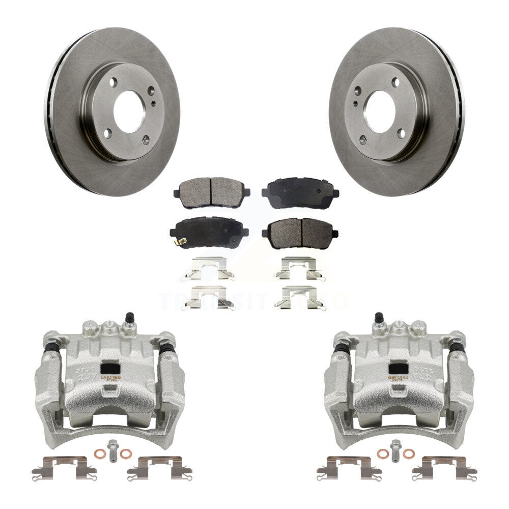 Front Disc Brake Caliper Rotors And Semi-Metallic Pads Kit For Ford Fiesta KC8-100164P