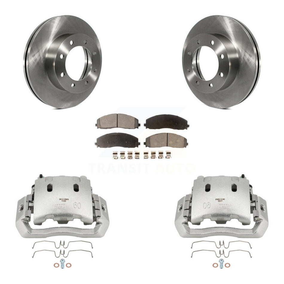 Front Disc Brake Caliper Rotors And Semi-Metallic Pads Kit For Ford F-450 Super Duty KC8-100166P