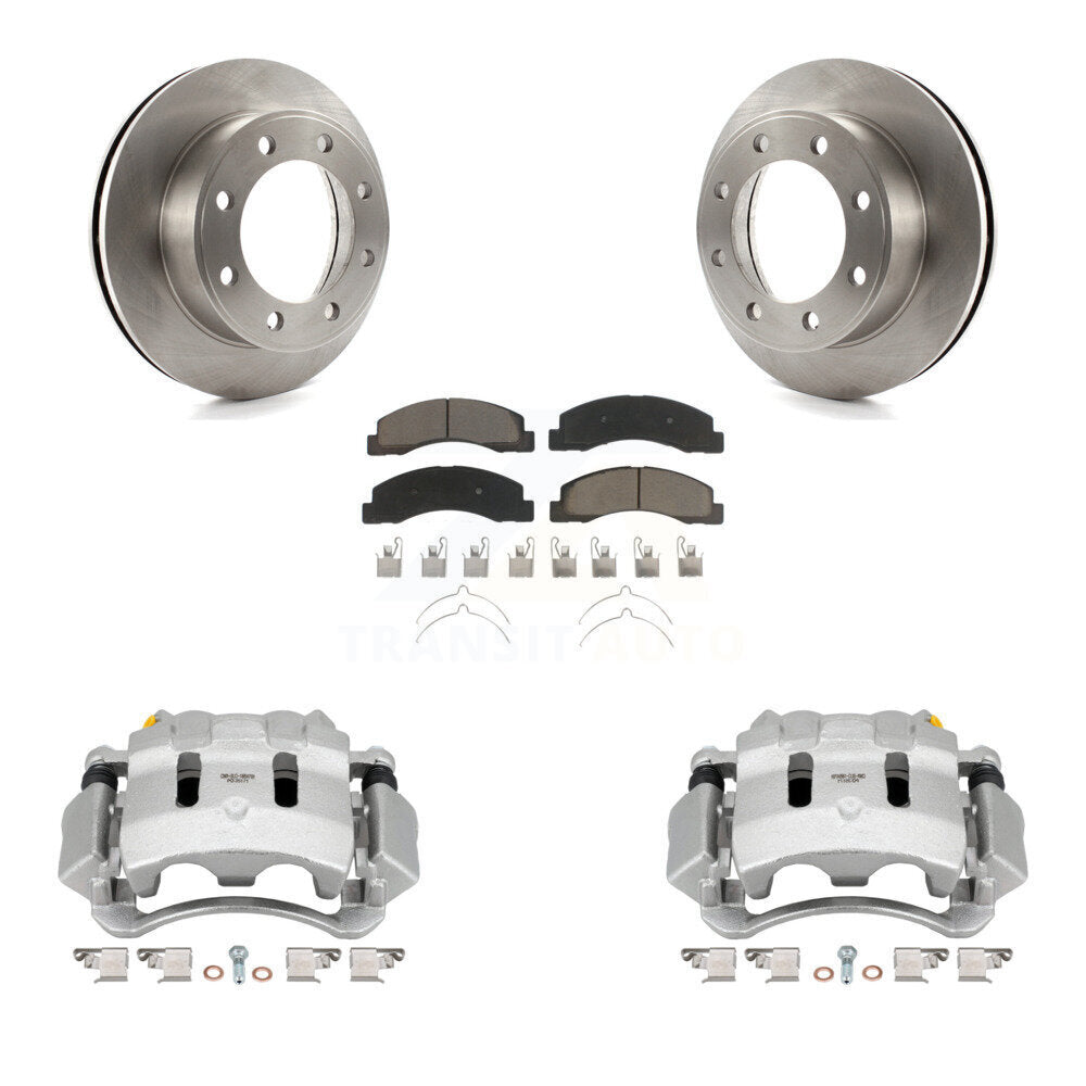 Front Disc Brake Caliper Rotor Ceramic Pad Kit For Ford F-350 Super Duty F-250 Excursion KC8-100170C