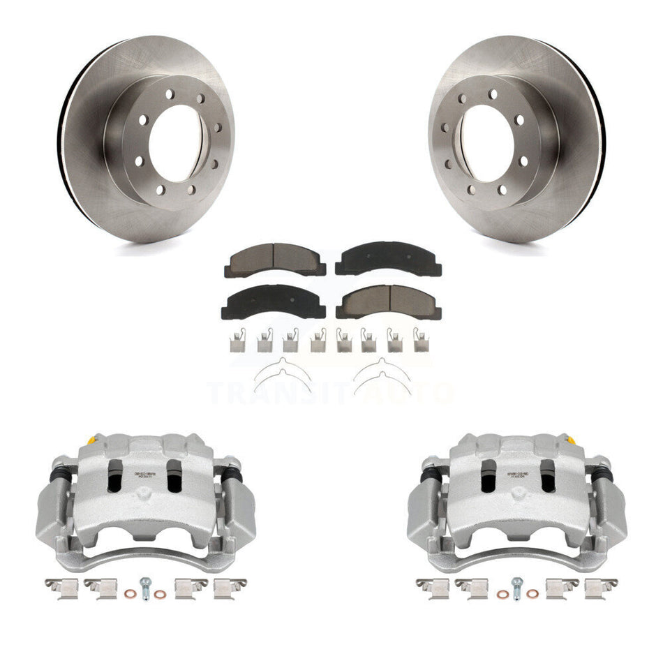 Front Disc Brake Caliper Rotors And Ceramic Pads Kit For Ford F-350 Super Duty F-250 KC8-100171C