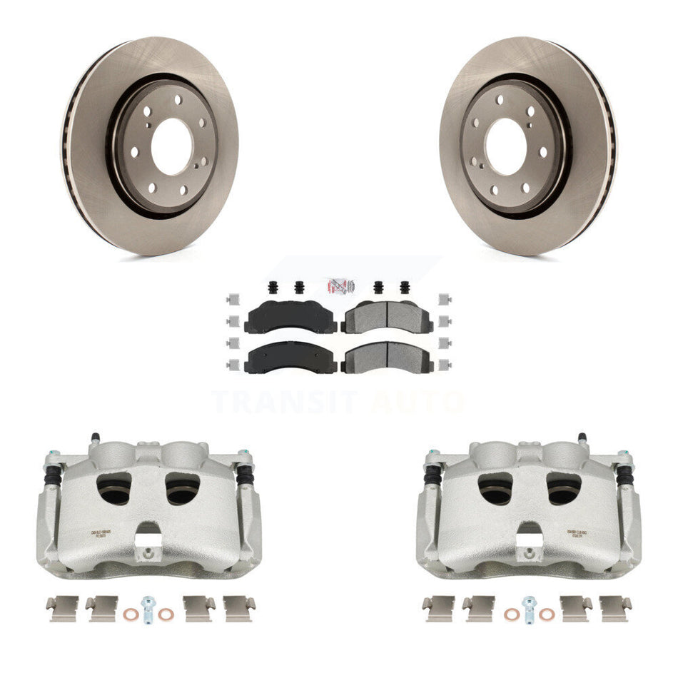 Front Disc Brake Caliper Rotors And Semi-Metallic Pads Kit For 2012-2014 Ford F-150 With 7 Lug Wheels KC8-100171N