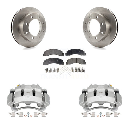 Front Disc Brake Caliper Rotor And Semi-Metallic Pad Kit For Ford F-350 Super Duty F-250 KC8-100172P
