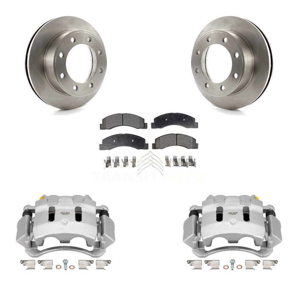 Front Disc Brake Caliper Rotor And Semi-Metallic Pad Kit For Ford F-350 Super Duty F-250 KC8-100172P