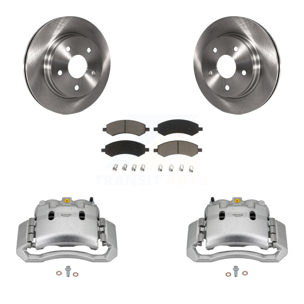 Front Disc Brake Caliper Rotor Ceramic Pad Kit For 2006 Dodge Ram 1500 With 5 Lug Wheels KC8-100173C