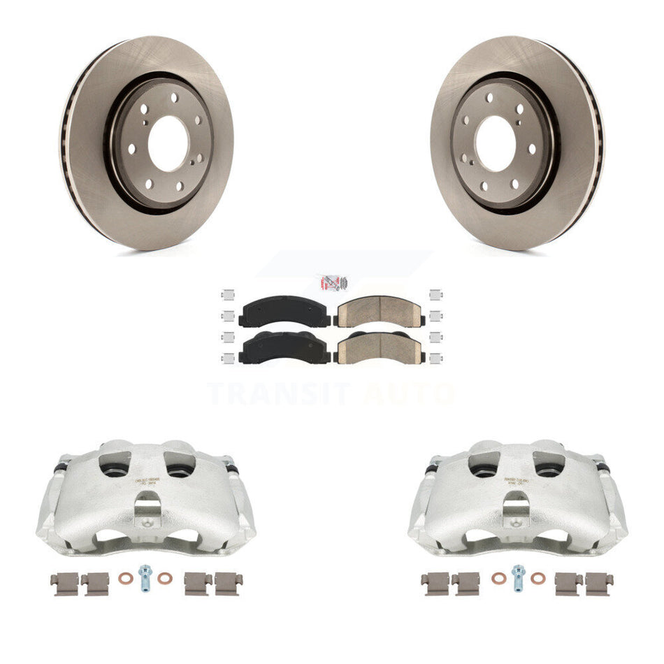 Front Disc Brake Caliper Rotors And Ceramic Pads Kit For 2012-2014 Ford F-150 With 7 Lug Wheels KC8-100173N by Transit Auto