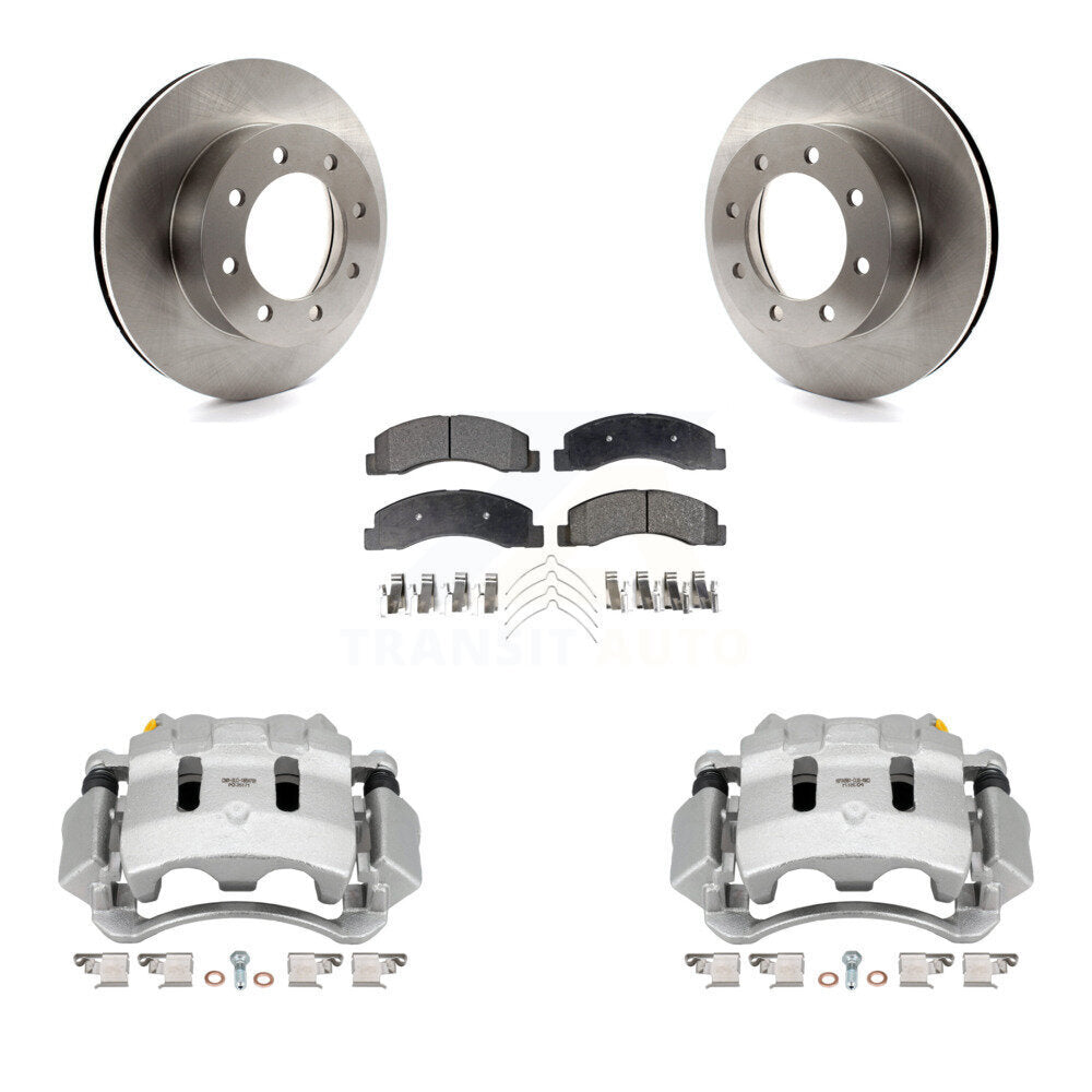 Front Disc Brake Caliper Rotor And Semi-Metallic Pad Kit For Ford F-350 Super Duty F-250 KC8-100173P