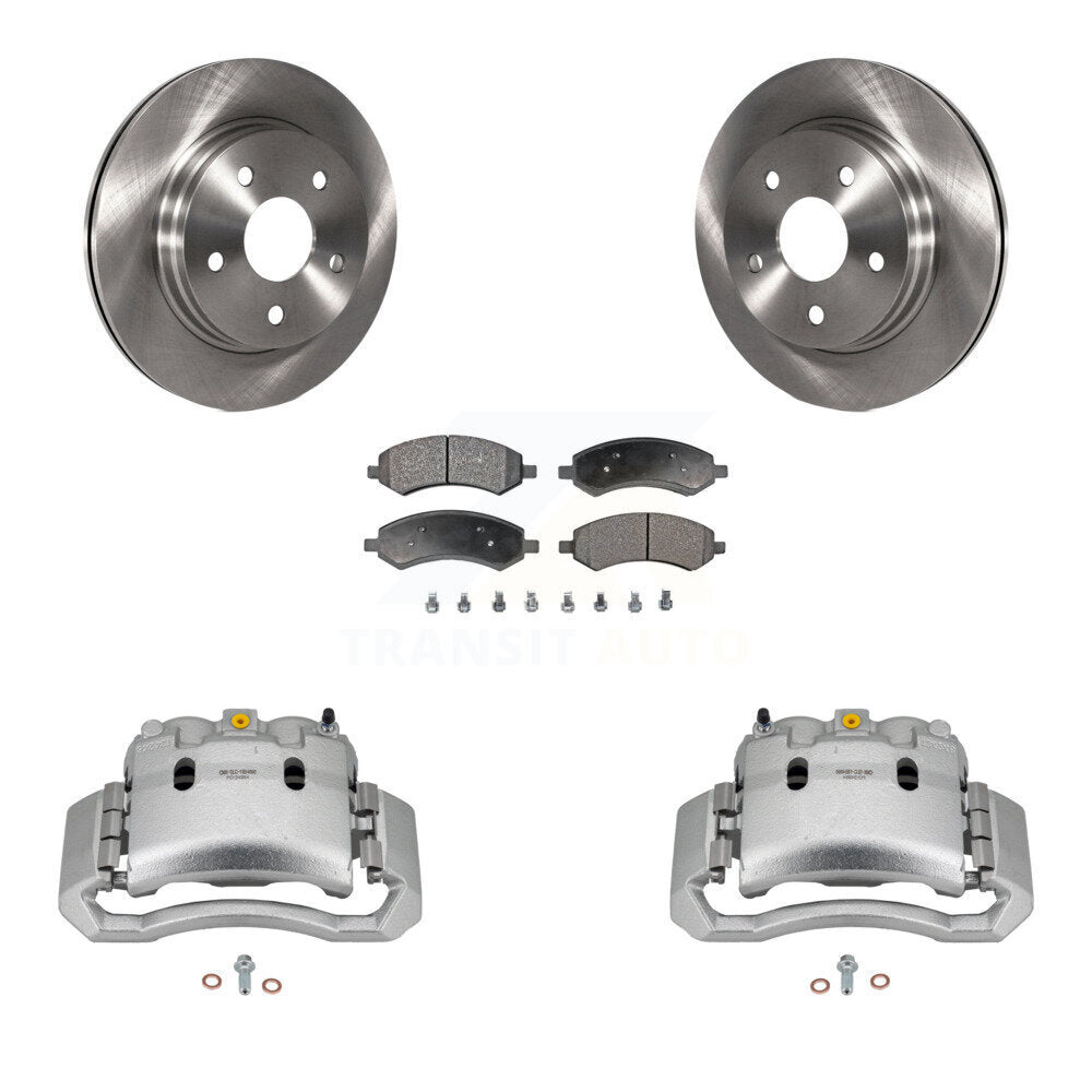 Front Brake Caliper Rotors Semi-Metallic Pad Kit For 06 Dodge Ram 1500 With 5 Lug Wheels KC8-100175P