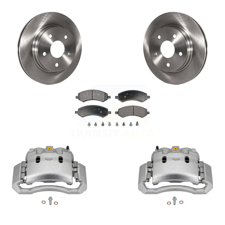Front Brake Caliper Rotors Semi-Metallic Pad Kit For 06 Dodge Ram 1500 With 5 Lug Wheels KC8-100175P