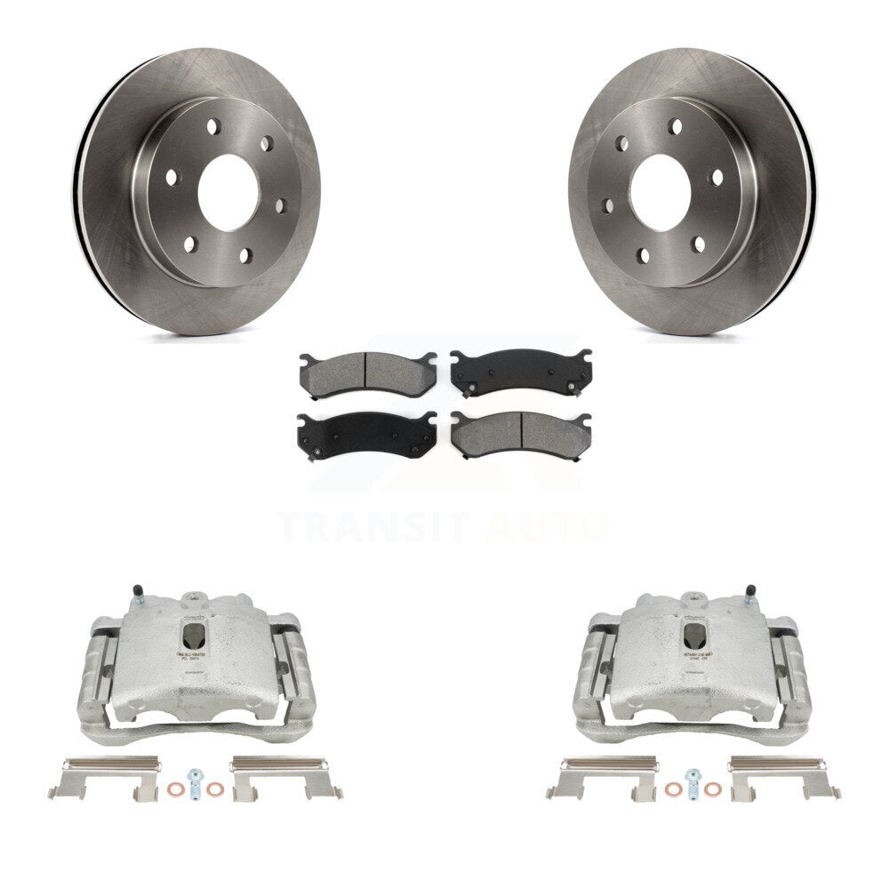 Front Brake Caliper Rotors Semi-Metallic Pad Kit For Chevrolet Silverado 1500 GMC Tahoe Sierra Suburban Yukon Avalanche XL Cadillac Classic Escalade Express Astro ESV EXT 2500 KC8-100175S by Transit Auto