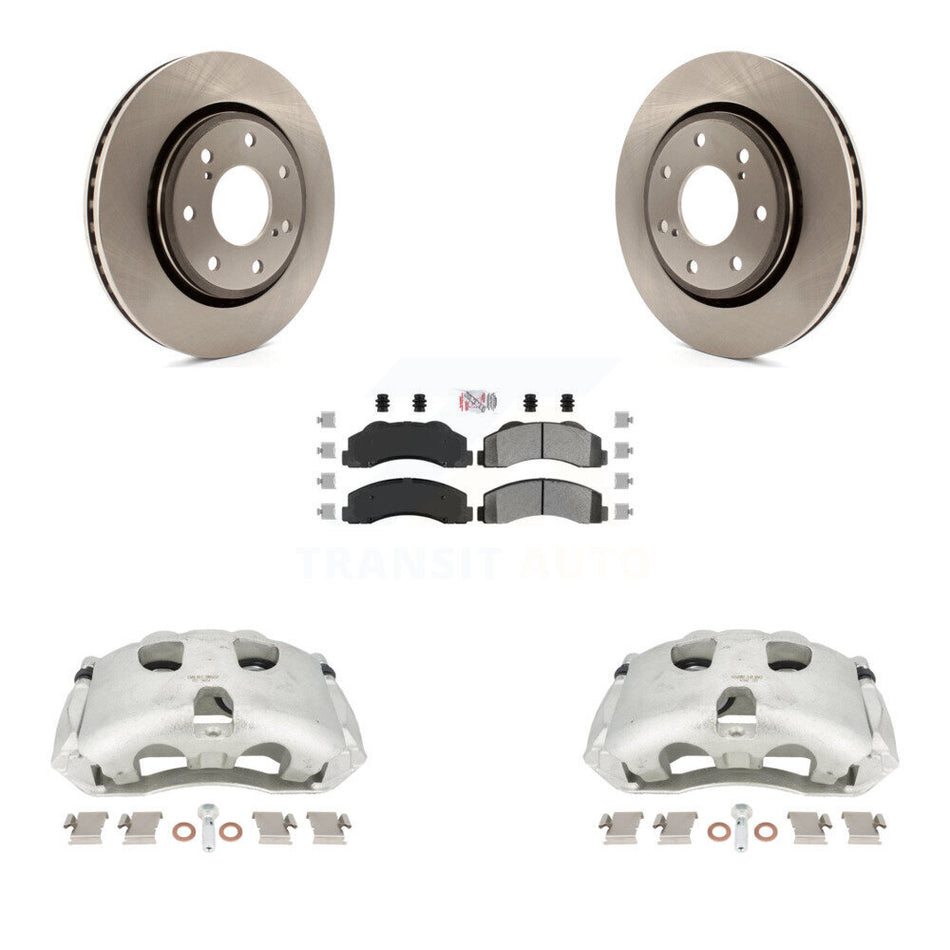 Front Disc Brake Caliper Rotors And Semi-Metallic Pads Kit For 2010-2011 Ford F-150 With 7 Lug Wheels KC8-100176N by Transit Auto