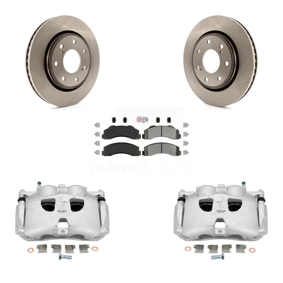 Front Disc Brake Caliper Rotors And Semi-Metallic Pads Kit For 2010-2011 Ford F-150 With 7 Lug Wheels KC8-100176N