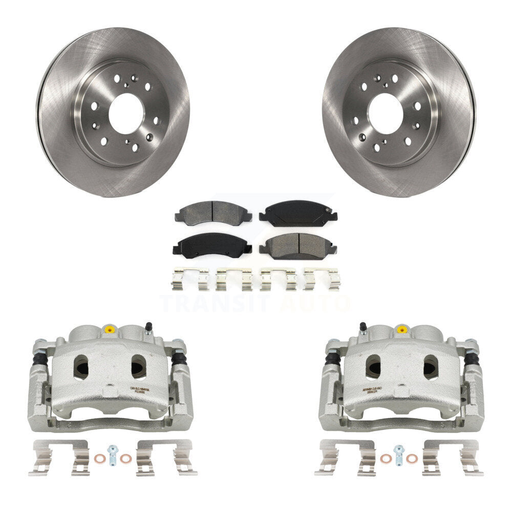Front Brake Caliper Rotor Semi-Metallic Pad Kit For 15-19 Cadillac XTS With 6 Lug Wheels KC8-100176S