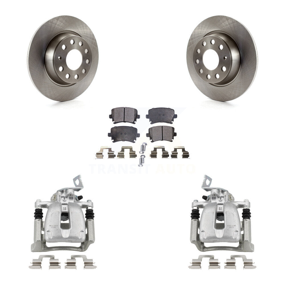 Rear Disc Brake Caliper Rotors And Ceramic Pads Kit For 2008 Volkswagen Passat 2.0L KC8-100179T