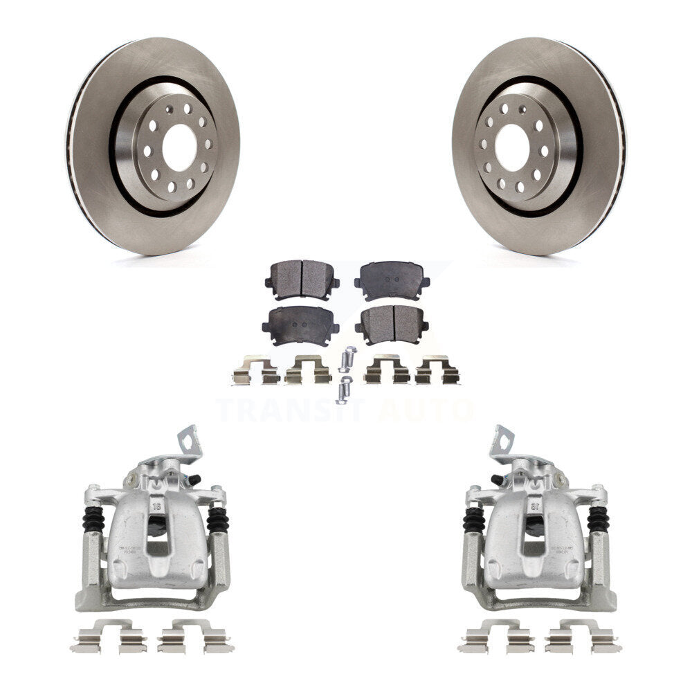 Rear Disc Brake Caliper Rotors And Ceramic Pads Kit For 2009 Volkswagen Passat CC KC8-100180T