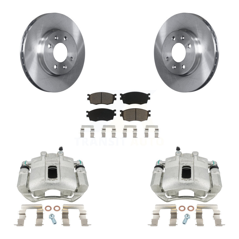 Front Disc Brake Caliper Rotors And Ceramic Pads Kit For Hyundai Accent Kia Rio Rio5 KC8-100182C by Transit Auto