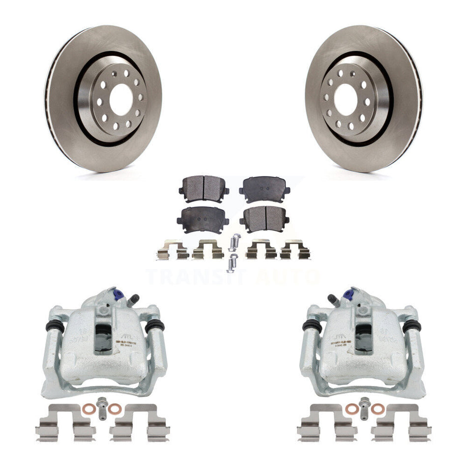 Rear Disc Brake Caliper Rotors And Ceramic Pads Kit For Volkswagen CC Passat KC8-100182T