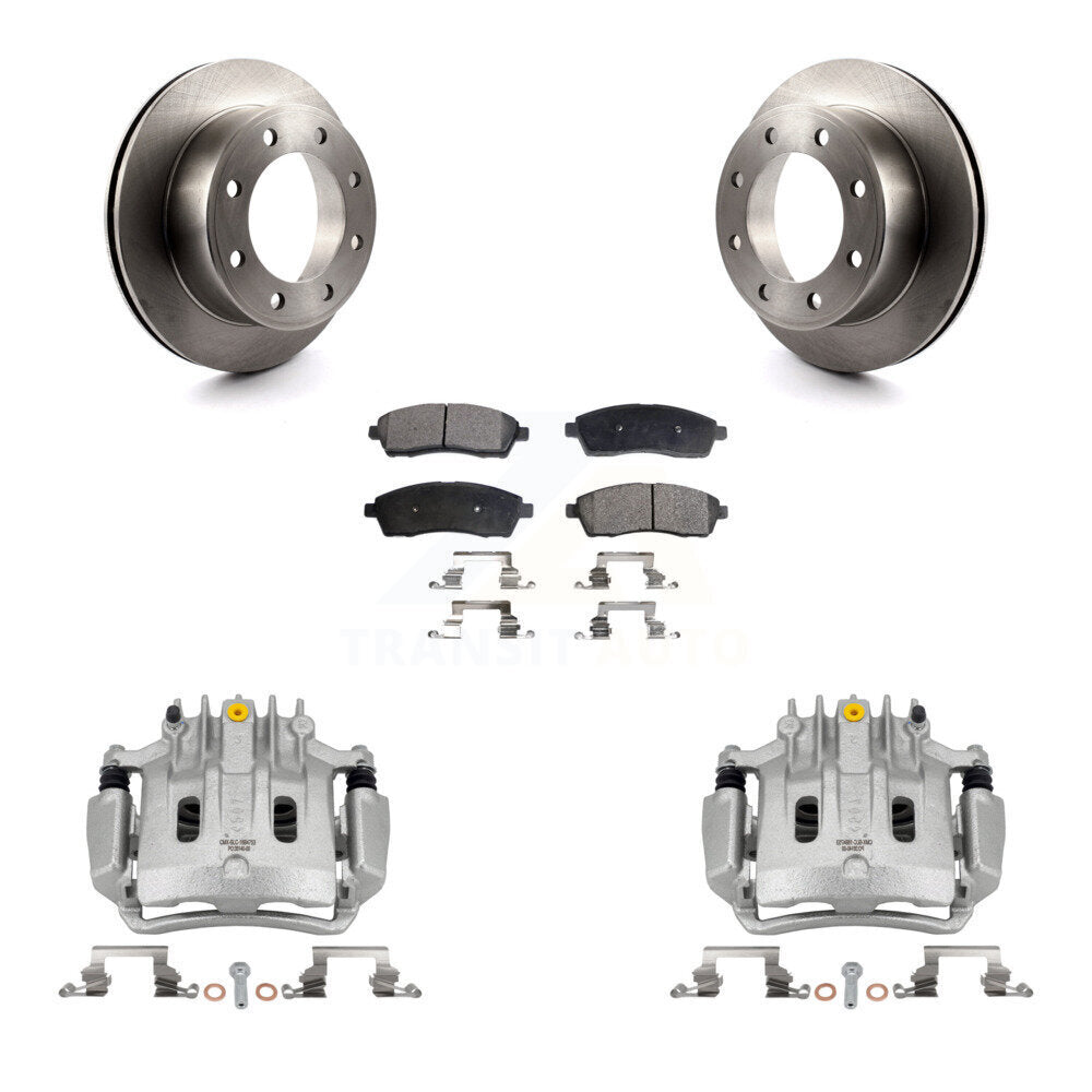 Rear Disc Brake Caliper Rotors Ceramic Pad Kit For Ford F-350 Super Duty F-250 Excursion KC8-100183T