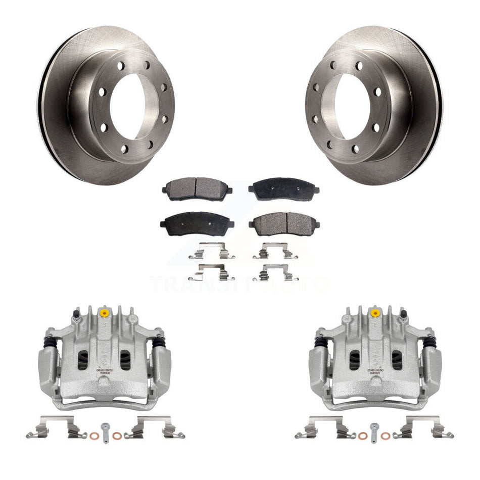 Rear Disc Brake Caliper Rotors Ceramic Pad Kit For Ford F-350 Super Duty F-250 Excursion KC8-100183T