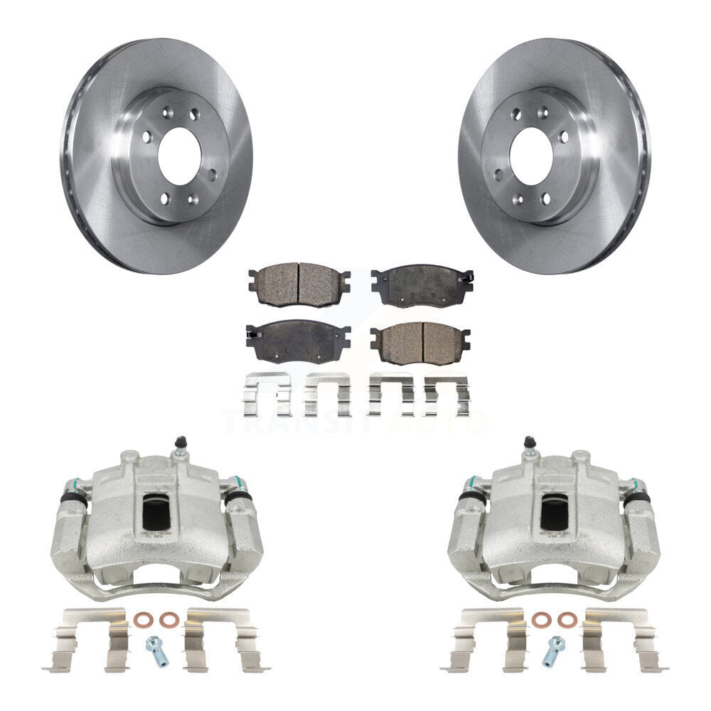 Front Disc Brake Caliper Rotors And Semi-Metallic Pads Kit For Hyundai Accent Kia Rio Rio5 KC8-100184P by Transit Auto