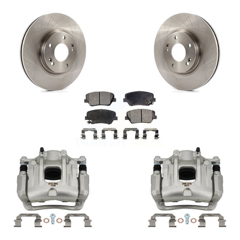 Front Disc Brake Caliper Rotors & Semi-Metallic Pad Kit For Hyundai Santa Fe Kia Sorento KC8-100186P