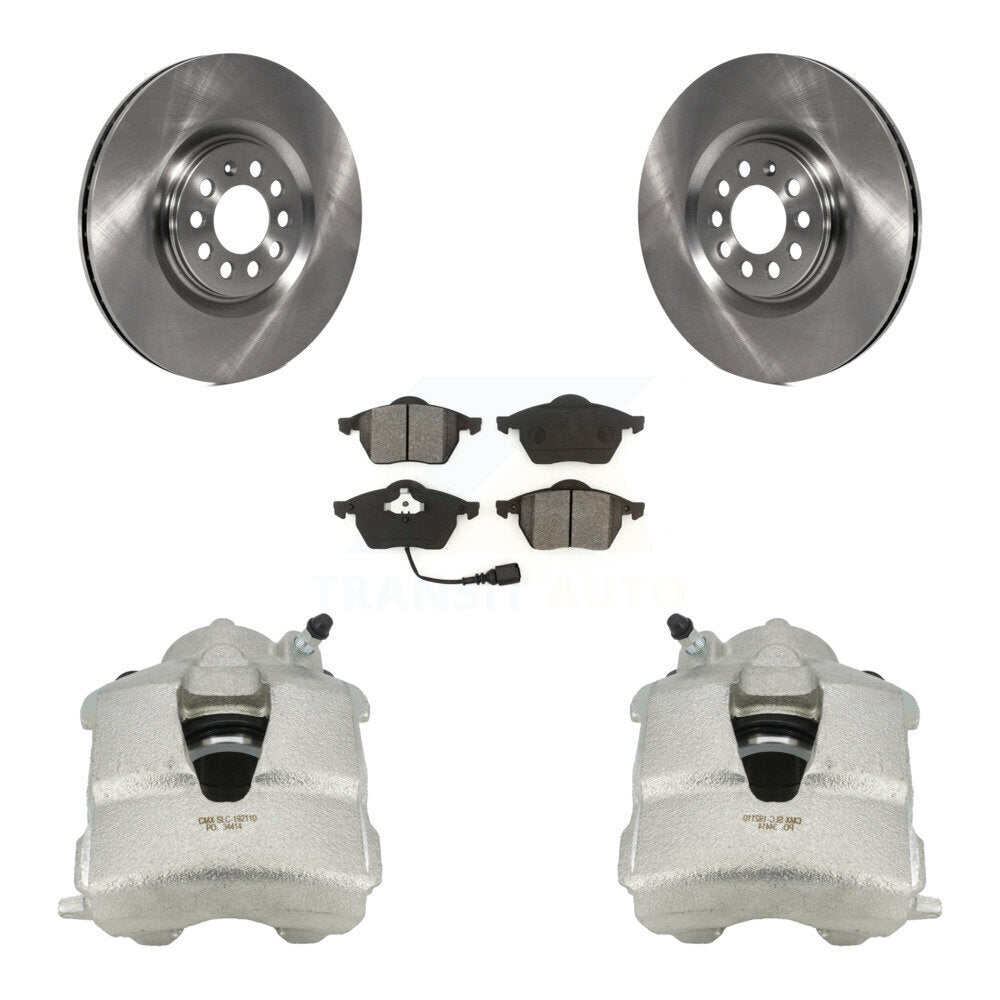 Front Disc Brake Caliper Rotors And Semi-Metallic Pads Kit For Volkswagen Jetta KC8-100190S by Transit Auto