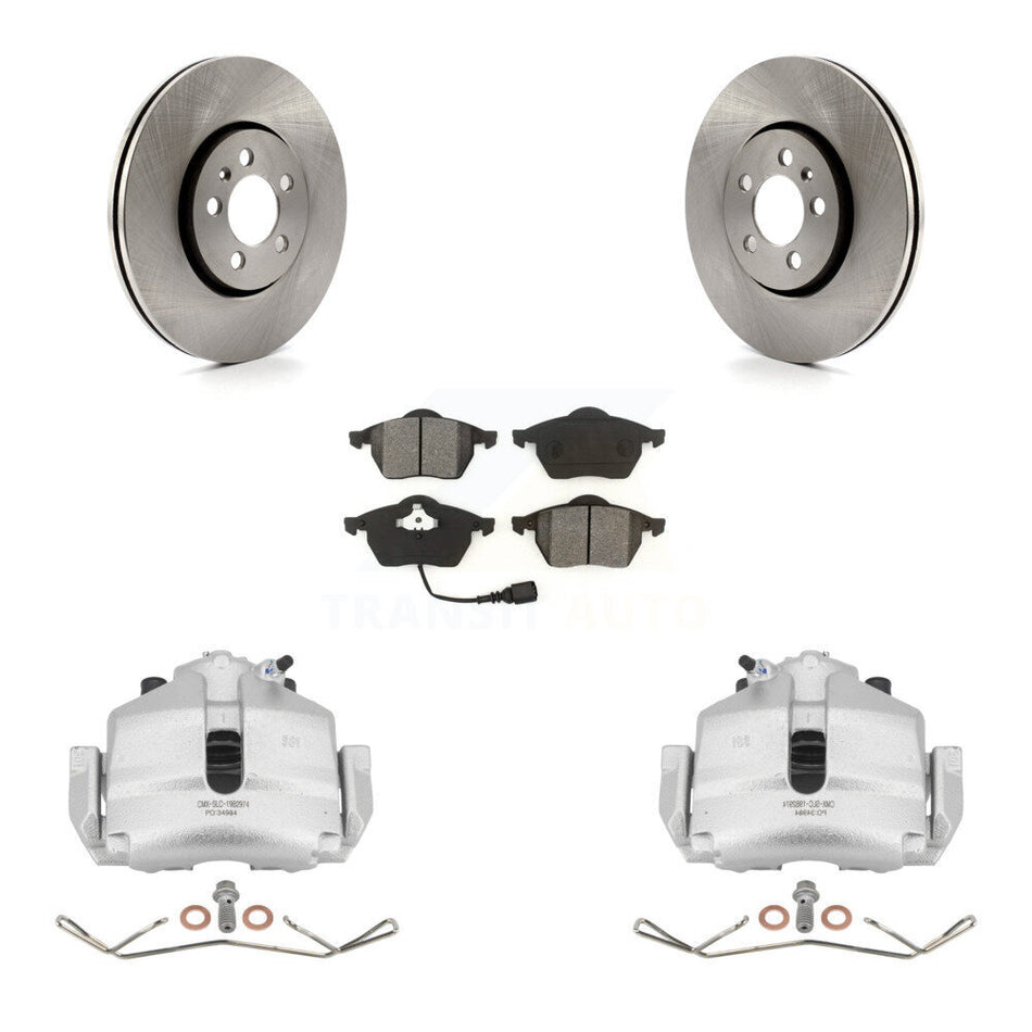 Front Disc Brake Caliper Rotors And Semi-Metallic Pads Kit For 2006 Volkswagen Jetta 2.5L 1.9L With 288mm Diameter Rotor 7th 8th Digit Of VIN Is "9M" Or "1J" KC8-100193S