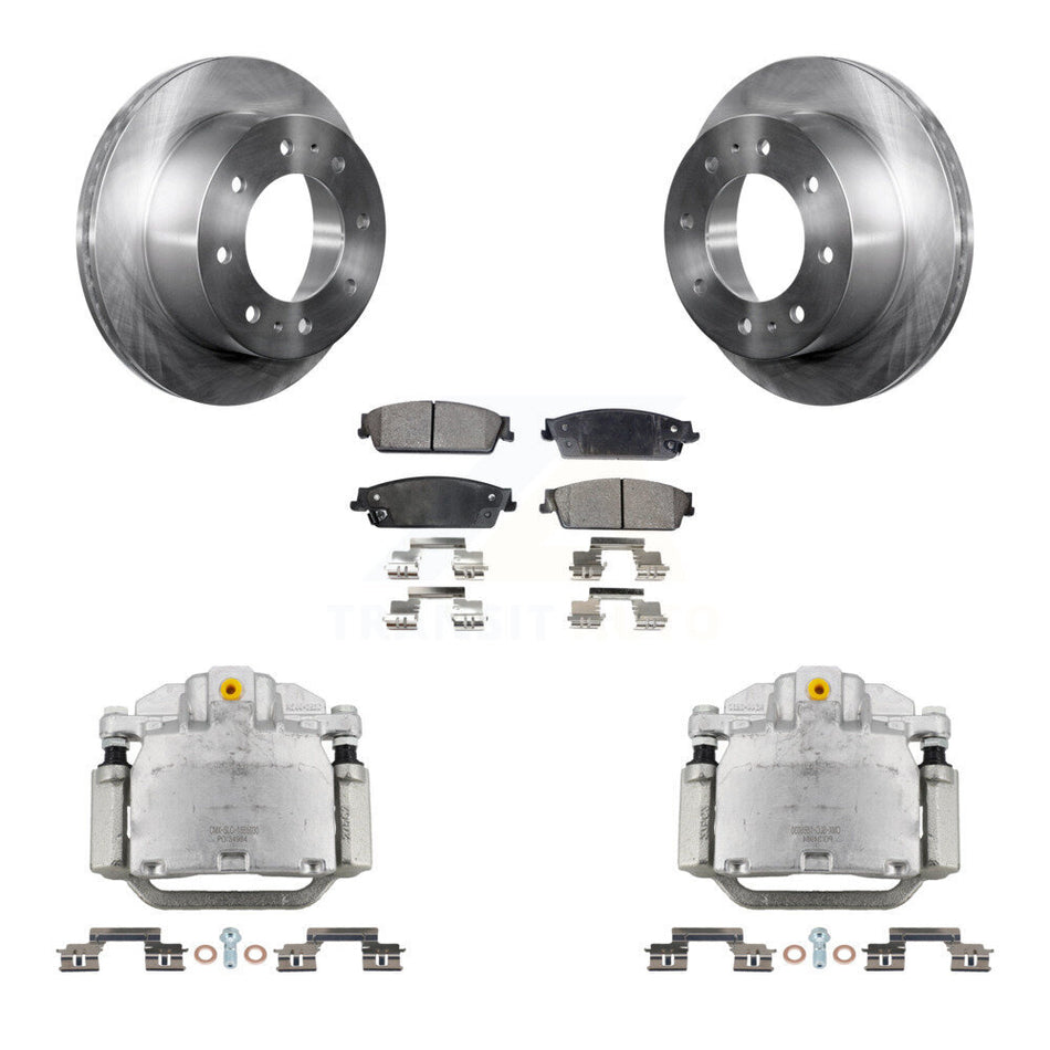Rear Disc Brake Caliper Rotor & Ceramic Pad Kit For 2011 Chevrolet Silverado 1500 Hybrid KC8-100193T