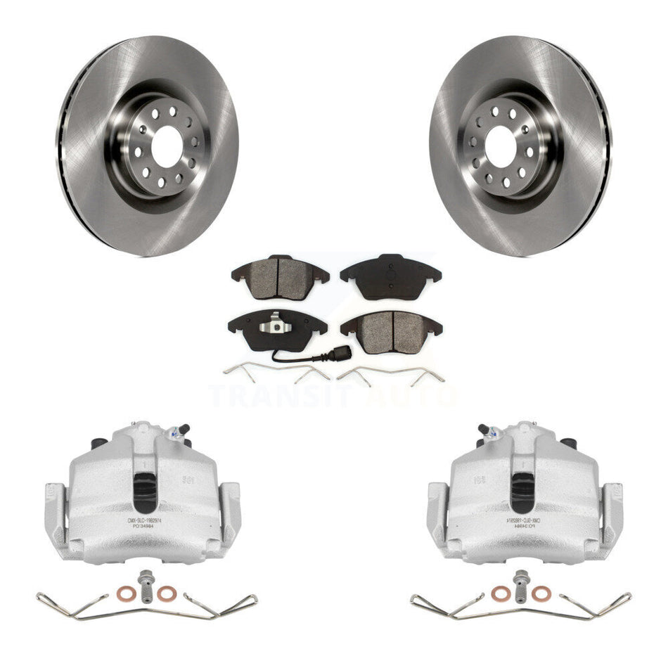 Front Disc Brake Caliper Rotors And Semi-Metallic Pads Kit For 2010 Volkswagen Golf With 345mm Diameter Rotor KC8-100197S