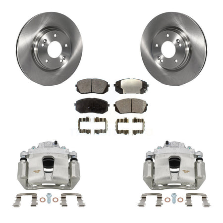 Front Brake Caliper Rotors Semi-Metallic Pad Kit For Hyundai Sonata 1.6L with GAS engine KC8-100204P
