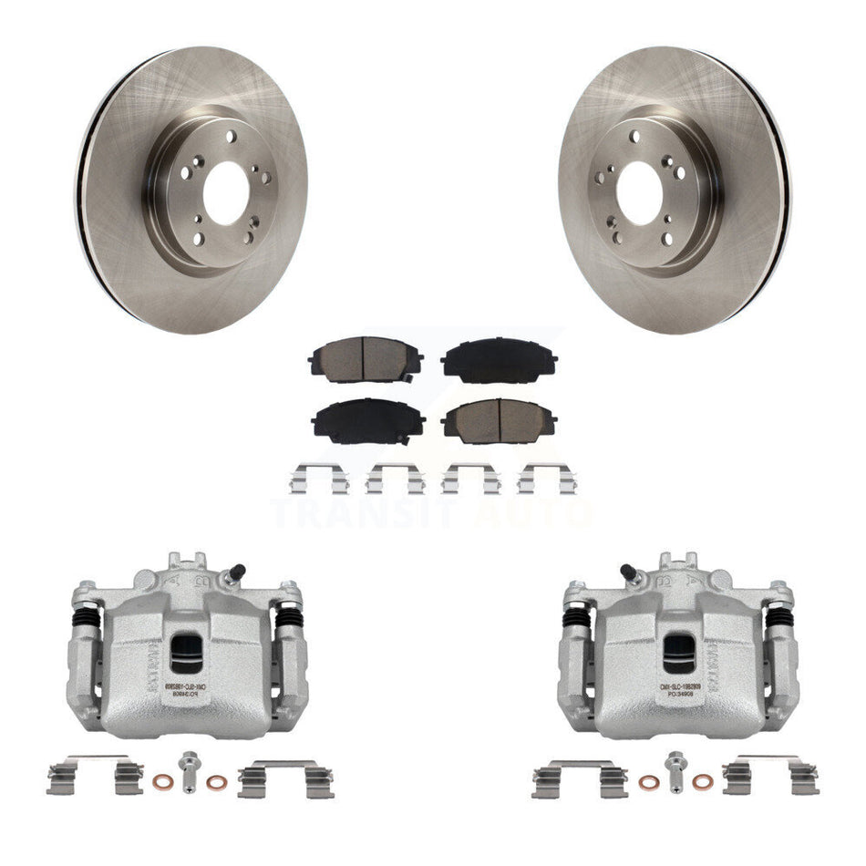 Front Disc Brake Caliper Rotors & Ceramic Pad Kit For 2006-2011 Honda Civic Si with 2.0L KC8-100206C