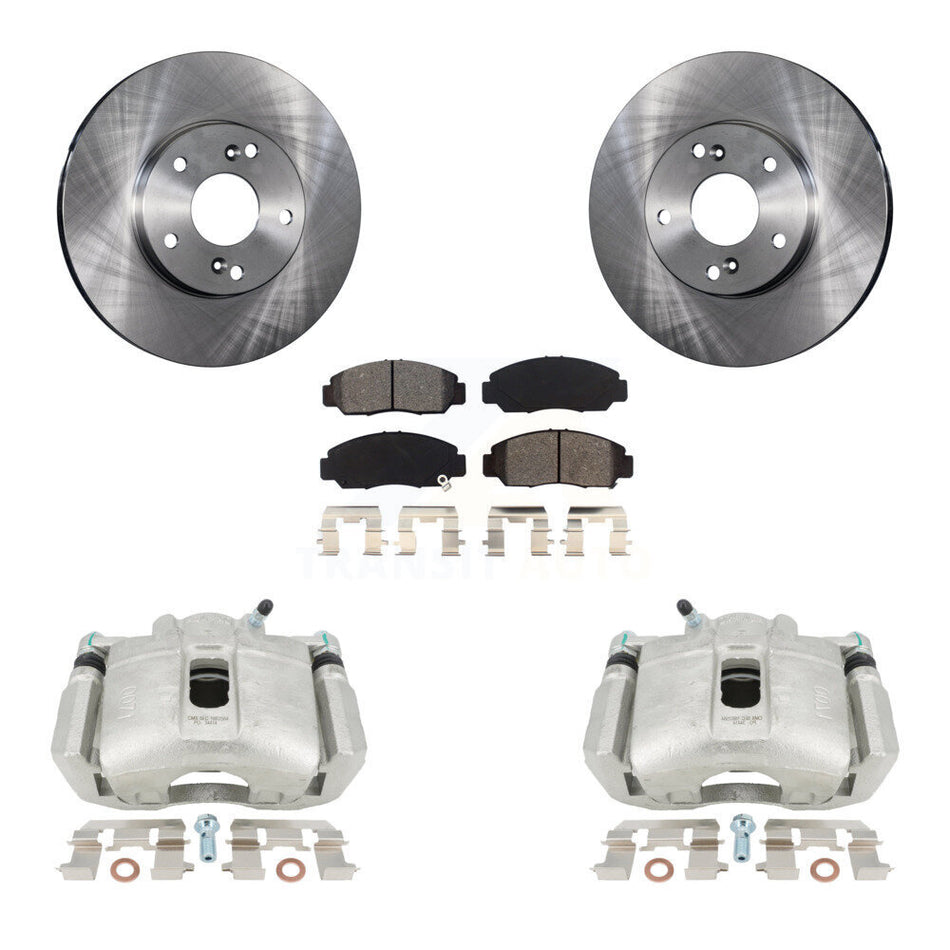 Front Disc Brake Caliper Rotors And Semi-Metallic Pads Kit For 2003-2004 Honda Accord Sedan with 3.0L Manual transmission KC8-100209S