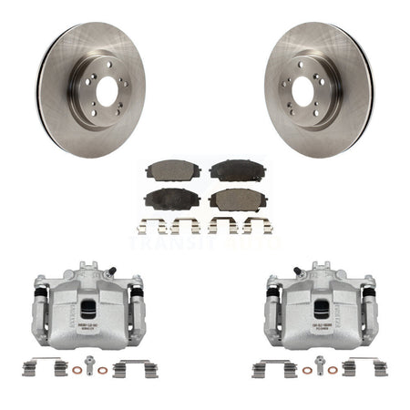 Front Brake Caliper Rotor & Semi-Metallic Pad Kit For 2006-2011 Honda Civic Si with 2.0L KC8-100210P