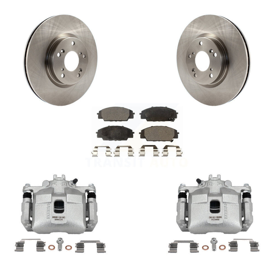 Front Brake Caliper Rotor & Semi-Metallic Pad Kit For 2006-2011 Honda Civic Si with 2.0L KC8-100210P